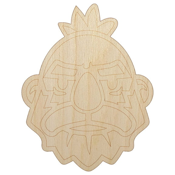 Dwarf Male Character Face Wood Shape Unfinished Piece Cutout Craft DIY Projects - 4.70 Inch Size - 1/8 Inch Thick