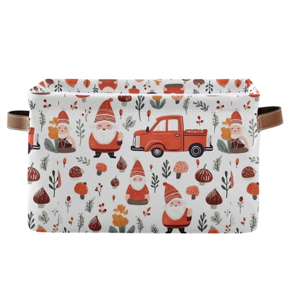 Dwarf Mushroom Truck Leaf Storage Bins with Handle Fabric Organizer Basket Foldable Box 1 Pack 14.2x10.2x8.3
