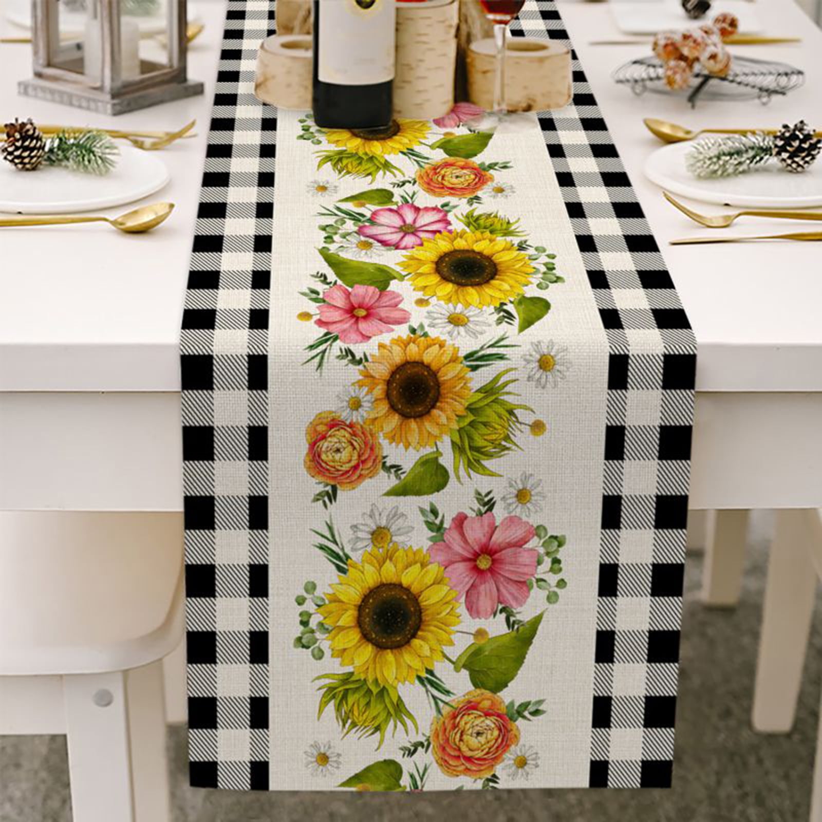 Dwarf Table Runner,Ethnic Bohemia Stripe Washable Table Runners for