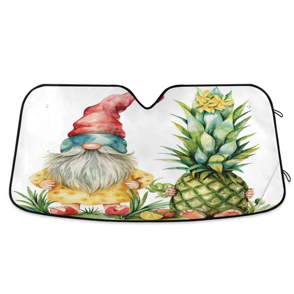 Dwarf and Pineapple Car Windshield Sun Shade Foldable Car Front Window Visor Heat and UV Protection 53x23.5