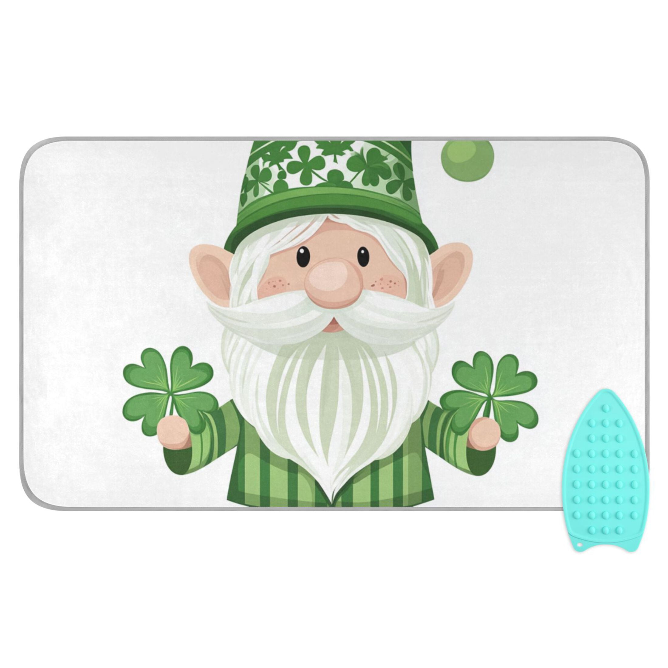 Dwarf with Clover St Patricks Day Ironing Mat Blanket Portable Travel Ironing Pad Heat Resistant Pad 47.2" x 27.6”
