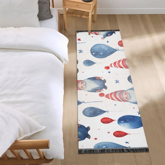 Dwarf with Hat and Balloon Runner Area Rug 2x6 Soft Non-Slip Washable Bedside Carpet for Hallway Bedroom Living Room Home Decor