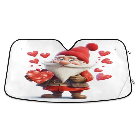 Dwarf with Heart Car Windshield Sun Shade Foldable Car Front Window Visor Heat and UV Protection 55x27.6