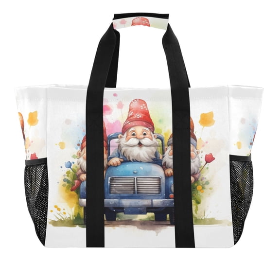 Dwarfs Driving Car Reusable Grocery Bags with Handle Side Pocket Waterproof Shopping Portable Tote