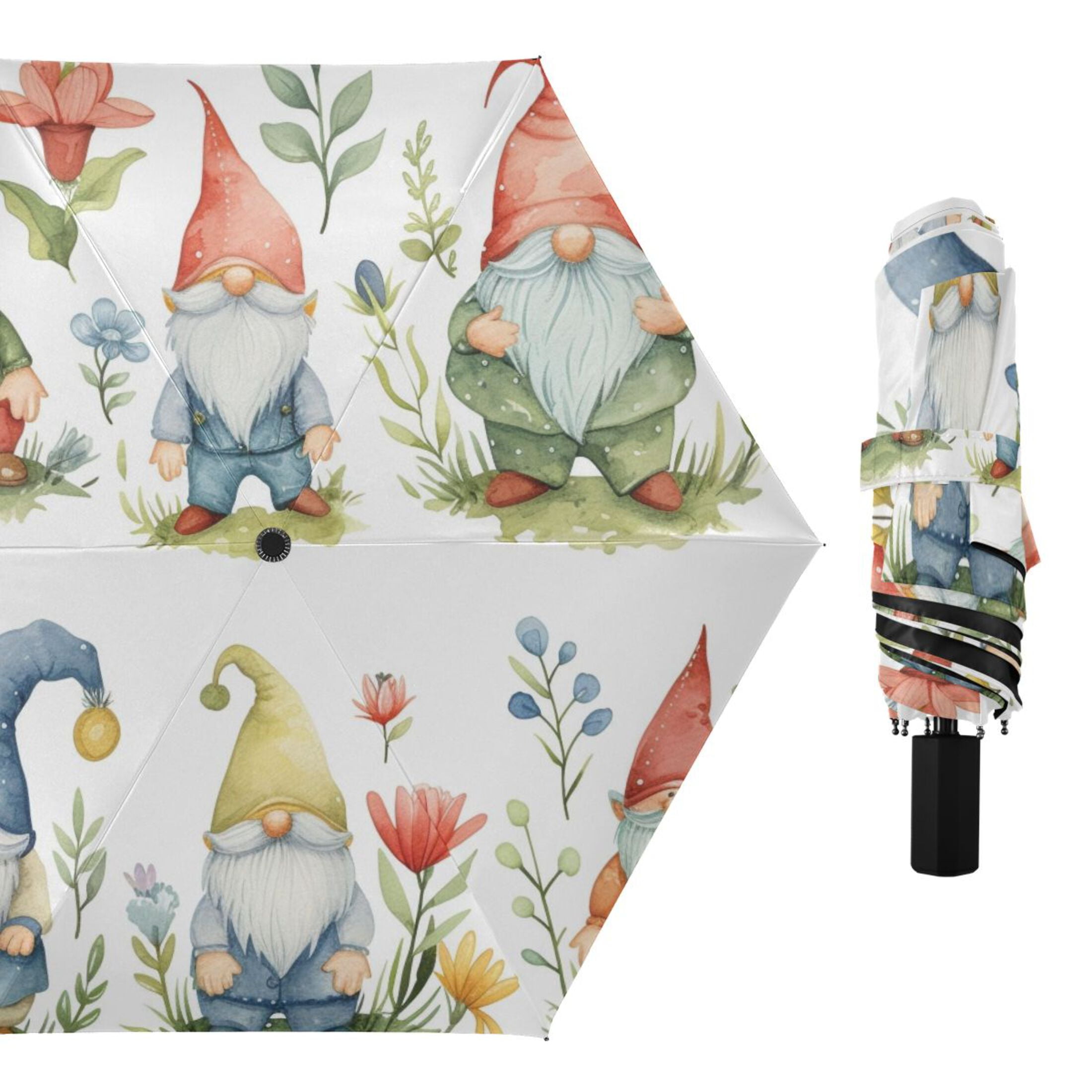 Dwarfs Flowers Plants Compact Sun Umbrella Windproof Travel Umbrellas for Rain Strong Portable UV Protection