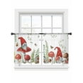 thumbnail image 1 of Dwarfs Mushrooms Sheer Curtains for Living Room Bedroom, Spring Plant Leaf Butterfly Light Filtering Sheer Curtains, Rod Pocket Voile Window Drapes, 2 Panels Set 52"x 54", 1 of 7