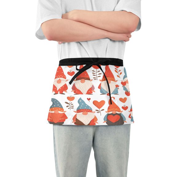 Dwarfs Plant Heart Server Apron with 3 Pockets Waterproof Waitress Waist Short Apron for Man Woman 12 Inches