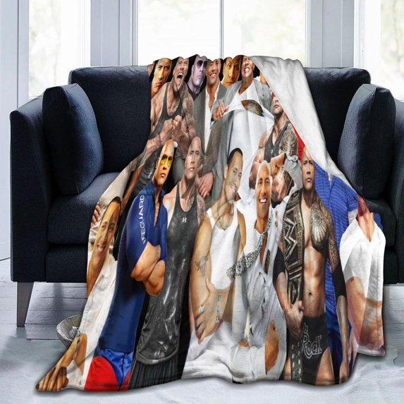 Dwayne Douglas Johnson Blanket Soft and Warm Lightweight Fluffy Throws Blankets Rug Carpet Gift for Beach Yoga Bedroom Living Room Decoration Sofa Camping Trip Dorm Decor All Season