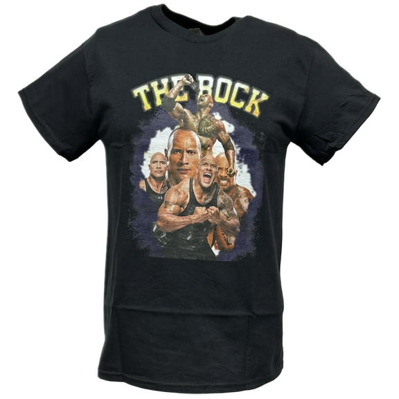 Dwayne The Rock Johnson Five Pose Flex Black WWE T-shirt
