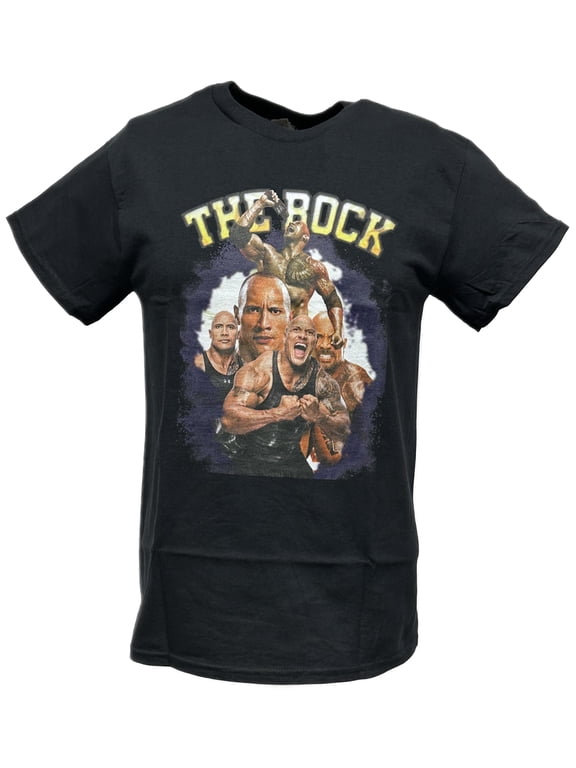 Dwayne The Rock Johnson Five Pose Flex Black WWE T-shirt