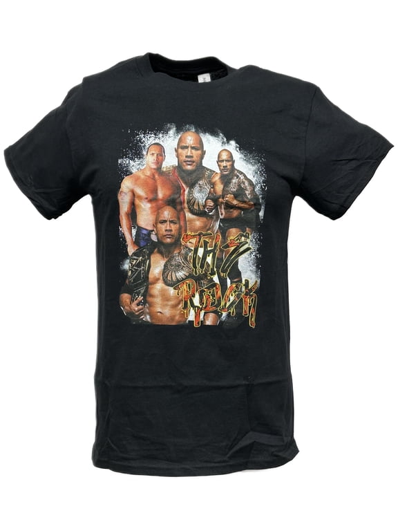 Dwayne The Rock Johnson Four Poses Black T-shirt