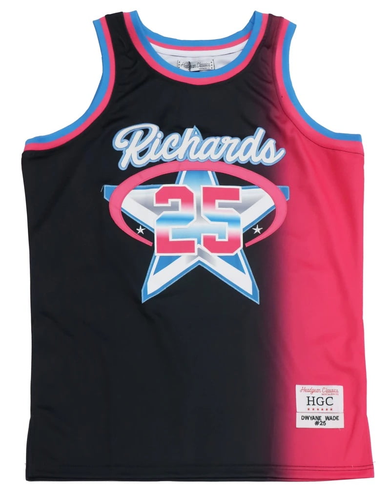 Dwayne Wade Men s Headgear Classics Embroidered Harold L. Richards High School Basketball Jersey Large Pink Black