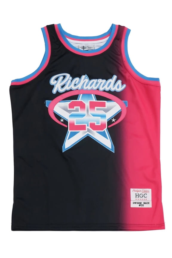 Dwayne Wade Men's Headgear Classics Embroidered Harold L. Richards High School Basketball Jersey (X-Large, Pink/Black)