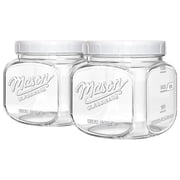 2 Pack Glass Cookie Jar with Airtight Lid, Half Gallon Mason Jar Wide Mouth for Food Storage, Flour, Sugar, Pasta, Sourdough - Square Glass Storage Containers with Marks
