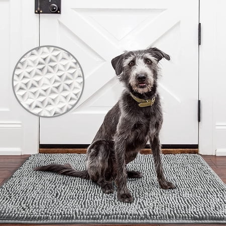 DweIke Chenille Bathroom Mats With Non-Slip Backing Machine Washable Indoor Durable Rug 24"x36",Gray