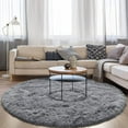 thumbnail image 1 of DweIke Round Rug for Bedroom,Soft Shaggy Area Rugs for Living Room Decor,Fluffy Circle Carpets for Nursery,4'x4',Gray, 1 of 7