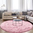 thumbnail image 1 of DweIke Round Rug for Bedroom,Soft Shaggy Area Rugs for Living Room Decor,Fluffy Circle Carpets for Nursery,4'x4',Pink, 1 of 6