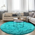 thumbnail image 1 of DweIke Round Rug for Bedroom,Soft Shaggy Area Rugs for Living Room Decor,Fluffy Circle Carpets for Nursery,5'x5',Blue, 1 of 7