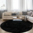 thumbnail image 1 of DweIke Round Rug for Bedroom,Soft Shaggy Area Rugs for Living Room Decor,Fluffy Circle Carpets for Nursery,4'x4',Black, 1 of 7
