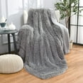 thumbnail image 1 of DweIke Shaggy Throw Blanket with Sherpa Warm Underside,Super Soft Cozy Large Plush Fuzzy Blanket,60"x80",Dark Gray, 1 of 7