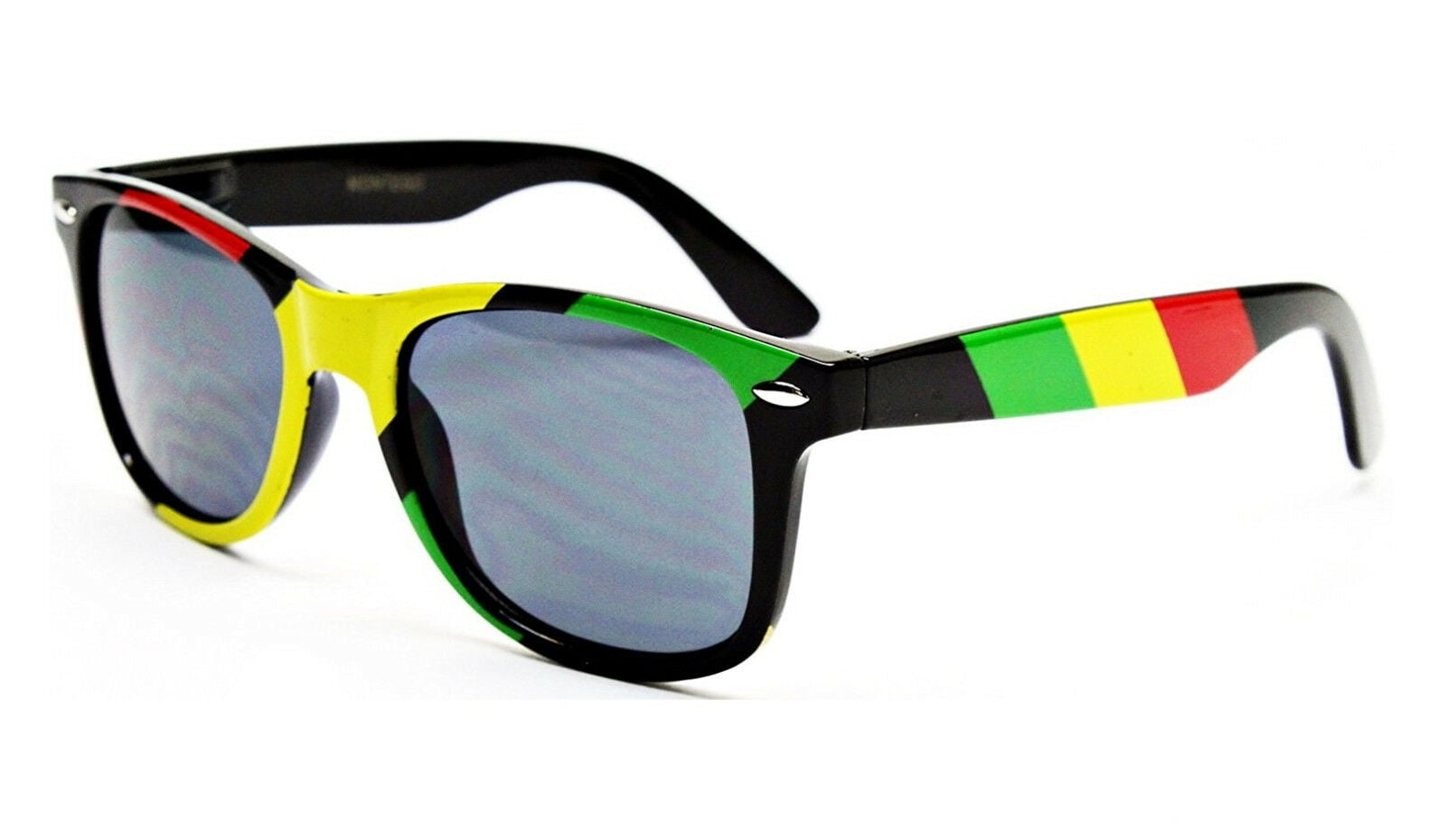 Dweebzilla Rasta Stripes Square Sunglasses Jamaican Colors, Black