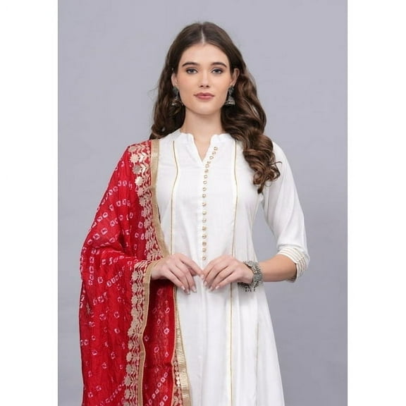 Dweep Sara Eid Ramadan Special Jaipuri Kurti Set with Pant, Dupatta, Rayon Women Anarkali Suit L/40