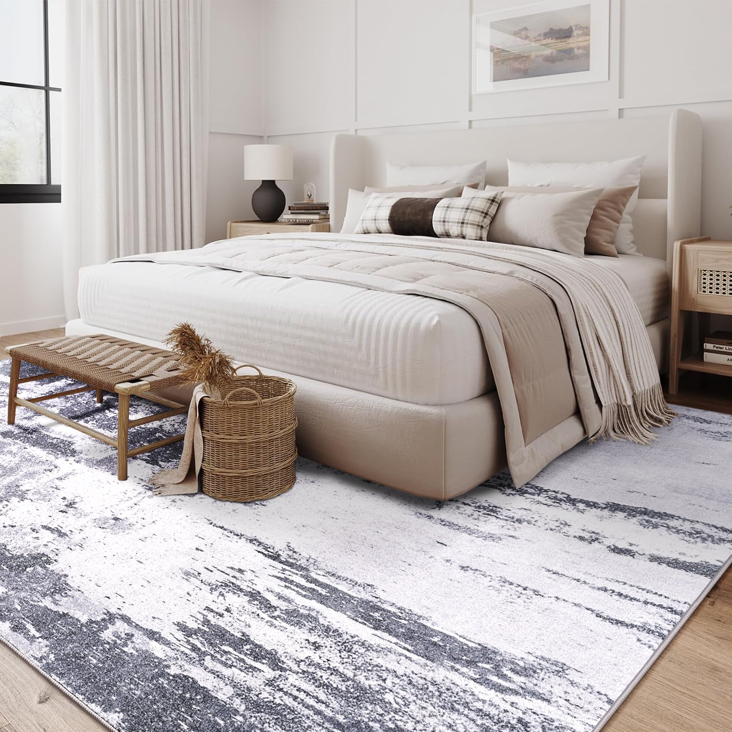 Dwelke Abstract Area Rug Modern Carpet Fluffy Vintage Rugs for Living ...