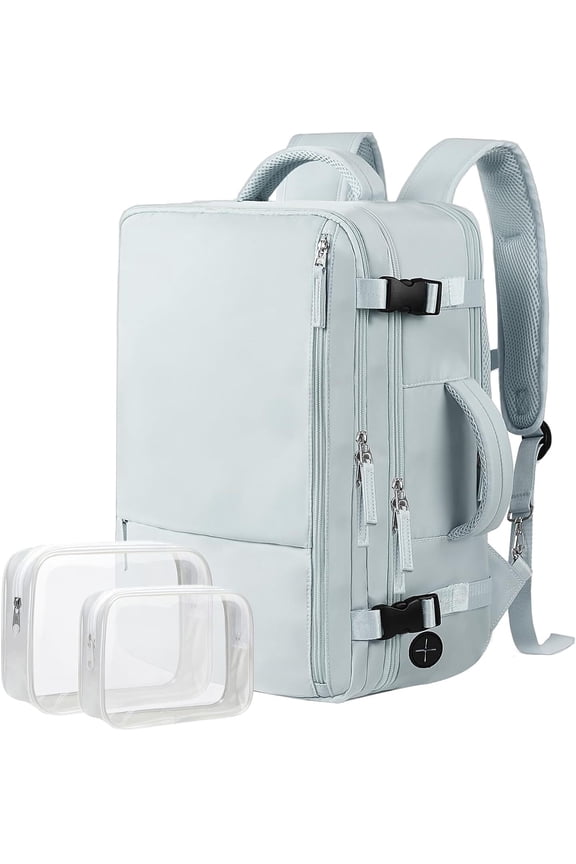 Dwelke Extra Large Travel Backpack for Women as Person Item Flight Approved, 40L Carry On Backpack, 17 Inch Laptop Backpack, Waterproof Backpack, Hiking Backpack, Casual Bag Backpack(Light Blue)