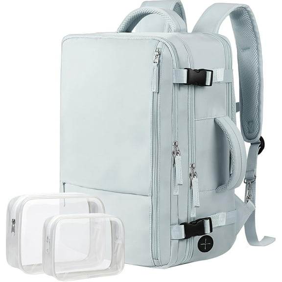 Dwelke Extra Large Travel Backpack for Women as Person Item Flight Approved, 40L Carry On Backpack, 17 Inch Laptop Backpack, Waterproof Backpack, Hiking Backpack, Casual Bag Backpack(Light Blue)