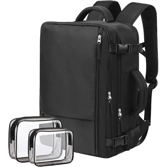 Dwelke Extra Large Travel Backpack for Women as Person Item Flight Approved, 40L Carry On Backpack, 17 Inch Laptop Backpack, Waterproof Backpack, Hiking Backpack, Casual Bag Backpack(Black)