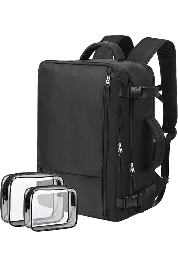 Dwelke Extra Large Travel Backpack for Women as Person Item Flight Approved, 40L Carry On Backpack, 17 Inch Laptop Backpack, Waterproof Backpack, Hiking Backpack, Casual Bag Backpack(Black)