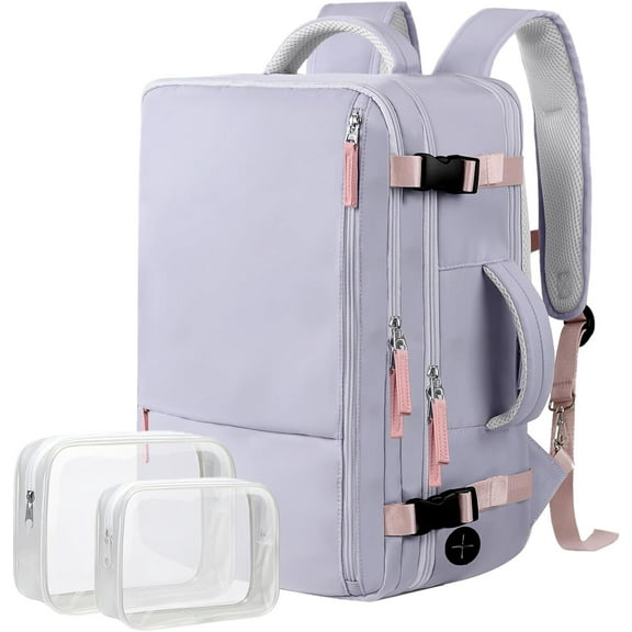 Dwelke Extra Large Travel Backpack for Women as Person Item Flight Approved, 40L Carry On Backpack, 17 Inch Laptop Backpack, Waterproof Backpack, Hiking Backpack, Casual Bag Backpack(Purple)