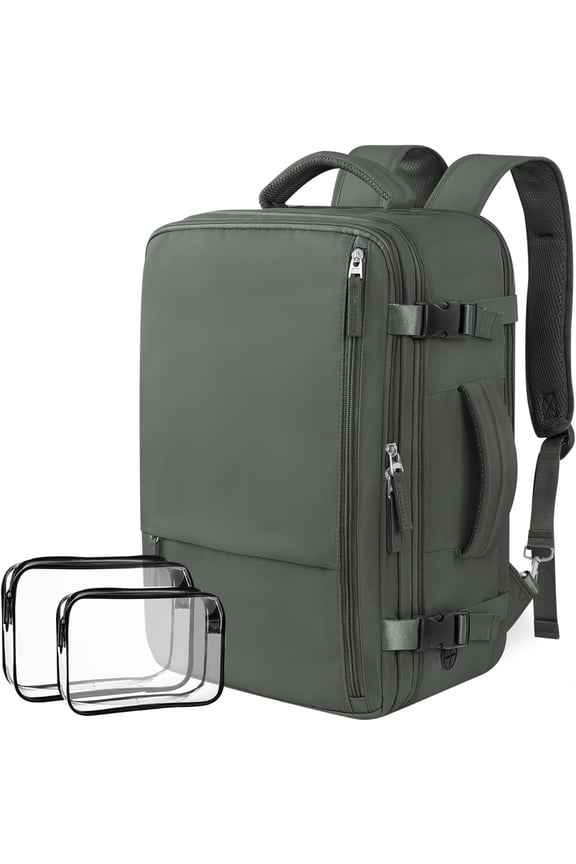 Dwelke Extra Large Travel Backpack for Women as Person Item Flight Approved, 40L Carry On Backpack, 17 Inch Laptop Backpack, Waterproof Backpack, Hiking Backpack, Casual Bag Backpack(Green)