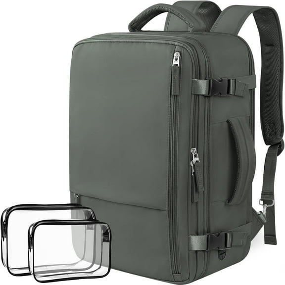 Dwelke Extra Large Travel Backpack for Women as Person Item Flight Approved, 40L Carry On Backpack, 17 Inch Laptop Backpack, Waterproof Backpack, Hiking Backpack, Casual Bag Backpack(Green)