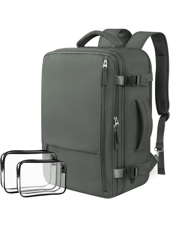 Dwelke Extra Large Travel Backpack for Women as Person Item Flight Approved, 40L Carry On Backpack, 17 Inch Laptop Backpack, Waterproof Backpack, Hiking Backpack, Casual Bag Backpack(Green)