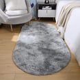thumbnail image 1 of Dwelke Fluffy Rugs for Bedroom,Shag Cute Area Rug for Girls/Boys and Kids Baby Room Home Decor,Oval Indoor Carpet for Nursery Dorm Living Room 2.6'x 5.3'Tie-Dye Gray, 1 of 5