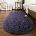 thumbnail image 1 of Dwelke Fluffy Rugs for Bedroom,Shag Cute Area Rug for Girls/Boys and Kids Baby Room Home Decor,Oval Indoor Carpet for Nursery Dorm Living Room 2.6'x 5.3'Grey Purple, 1 of 6