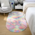 thumbnail image 1 of Dwelke Fluffy Rugs for Bedroom,Shag Cute Area Rug for Girls/Boys and Kids Baby Room Home Decor,Oval Indoor Carpet for Nursery Dorm Living Room 2.6'x 5.3'Rainbow, 1 of 5