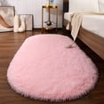 thumbnail image 1 of Dwelke Fluffy Rugs for Bedroom,Shag Cute Area Rug for Girls/Boys and Kids Baby Room Home Decor,Oval Indoor Carpet for Nursery Dorm Living Room 2.6'x5.3'Pink, 1 of 6
