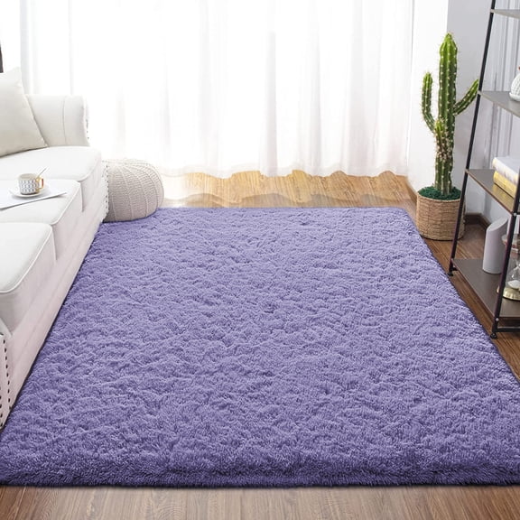 Dwelke Fluffy Shag Area Rugs Soft Fuzzy Shaggy Rugs for Girls Bedroom Kids Room Carpet Furry Throw Dorm Rug , 3'x5',Lavender
