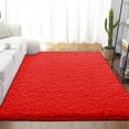 thumbnail image 1 of Dwelke Fluffy Shag Area Rugs Soft Fuzzy Shaggy Rugs for Girls Bedroom Kids Room Carpet Furry Throw Dorm Rug 5'x8' Red, 1 of 5