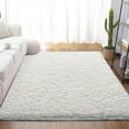 thumbnail image 1 of Dwelke Fluffy Shag Soft Polyester Cream White Area Rug, 3' x 5', 1 of 7