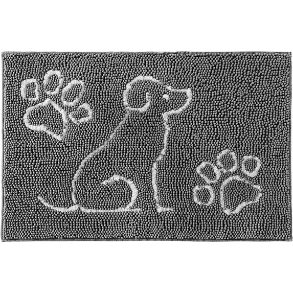 Dwelke Indoor Door Mat Entryway Rug Chenille Mats for Muddy Shoes Dogs Bathroom Mats With Non-Slip Backing Machine Washable Durable Rug,30"x48",Gray