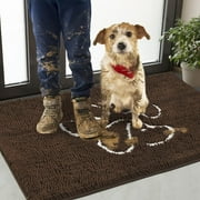 Dwelke Indoor Door Mat Entryway Rug Traps Mud and Dirt, Super Absorbent Doormats for Muddy Shoes Dog Paws, Non Slip Welcome Floor Mats for Home Front Back Door, Patio, Garage, Entrance 24''x36'',Brown