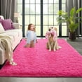thumbnail image 1 of Dwelke Ultra Fluffy Rug Indoor Plush Soft Carpet for Living Room Anti-Skid Durable Area Rug 3x5ft Hot-pink, 1 of 5