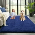 thumbnail image 1 of Dwelke Ultra Fluffy Rug Indoor Plush Soft Carpet for Living Room Anti-Skid Durable Area Rug 4x5.3ft Navy-blue, 1 of 5