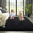 thumbnail image 1 of Dwelke Ultra Fluffy Rug Indoor Plush Soft Carpet for Living Room Anti-Skid Durable Area Rug 6x9ft Black, 1 of 5