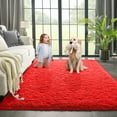 thumbnail image 1 of Dwelke Ultra Fluffy Rug Indoor Plush Soft Carpet for Living Room Anti-Skid Durable Area Rug 6x9ft Red, 1 of 5