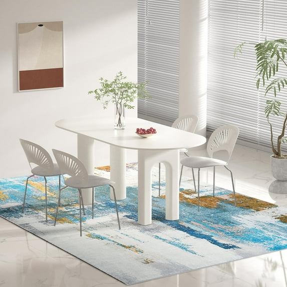 Dwelke Washable Area Rugs Non-Slip Modern Abstract Soft for Living Room Entryway Bedroom,Blue 6x9ft