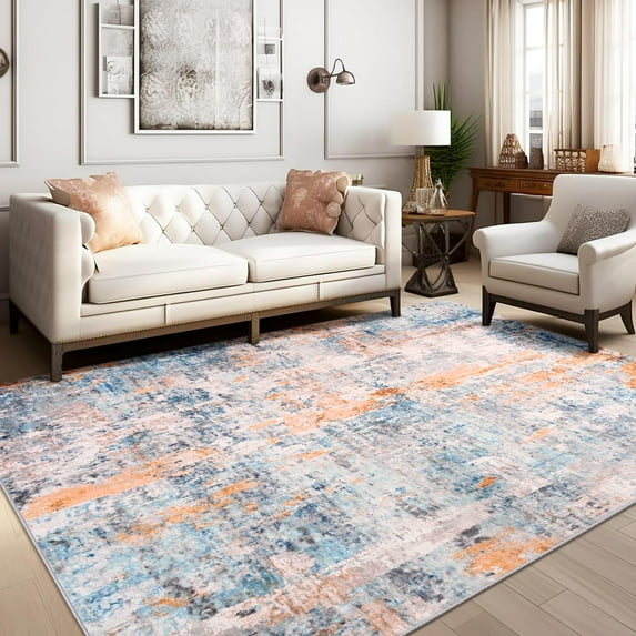 Dwelke Washable Area Rugs Non-Slip Modern Abstract Soft for Living Room Entryway Bedroom,Gray 5x7ft